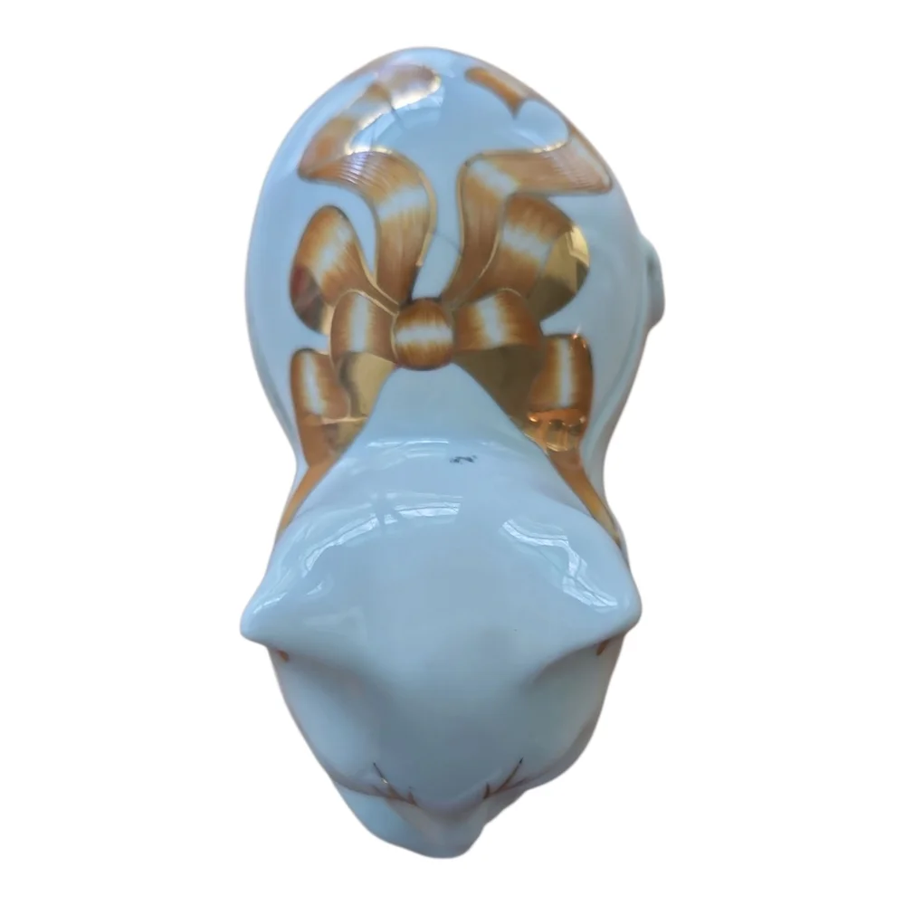 Elizabeth Arden White and Gold Cat Sculpture